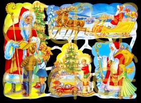 Immagini lucide con mica d´argento - Weihnachtsmann im großen Schlitten