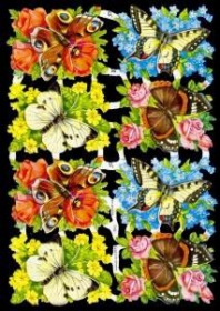 Imágenes brillantes con mica plateada - Blumen mit Schmetterlingen
