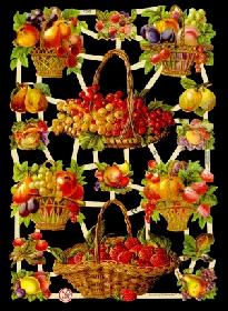 Glanzbilder - Obstkörbe ( Erdbeeren )