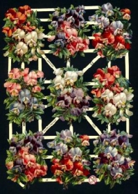 Glanzbilder mit Silber-Glimmer - neun Blumensträuße