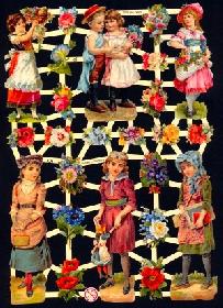 Glanzbilder - Kinder mit Blumen