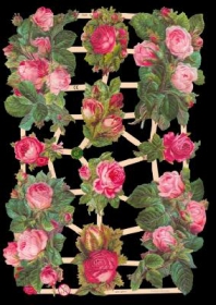 Immagini lucide con mica d´argento - 4 größere und 6 kleinere Rosensträuße