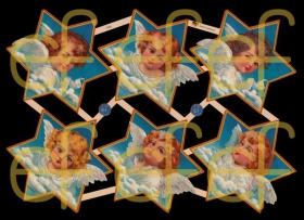Glanzbilder mit Gold-Glimmer - 6 Sterne mit Engel