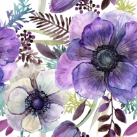 Servietten 33x33 cm - Violet vintage flowers