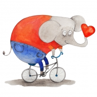 Tovaglioli 33x33 cm - Elephant on the bike