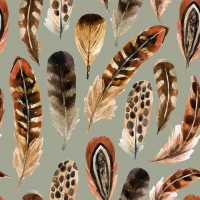 Serviettes 33x33 cm - Boho feathers brown