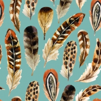 Napkins 33x33 cm - Boho feathers turquoise