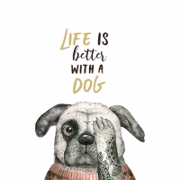餐巾33x33厘米 - Life is better with a dog