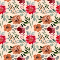 Napkins 33x33 cm - Red floral pattern
