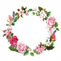 Serviettes 33x33 cm - Romantic wreath