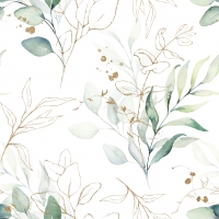 Serviettes 33x33 cm - Mint leaves on white