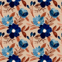 Serviettes 33x33 cm - Blue floral pattern