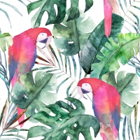 Servietten 33x33 cm - Red parrots