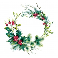 Napkins 33x33 cm - Winter berry wreath