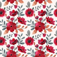 Serviettes 24x24 cm - red floral pattern