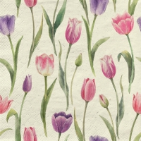Serviettes 33x33 cm herbe-cellulose - romantic tulips