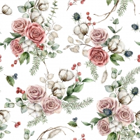 Serviettes 24x24 cm - floral winter romance