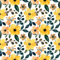 Napkins 33x33 cm - yellow floral pattern