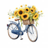 Serviettes 33x33 cm - ride with sunflowers