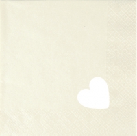 Serviettes 25x25 cm - prédécoupées - Punched Heart Pearl Effect ivory