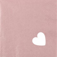 Napkins 25x25 cm - die cut - Punched Heart Pearl Effect antique rose