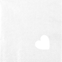 Serwetki 25x25 cm - wykrawane - Punched Heart Pearl Effect white