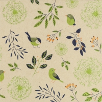 Napkins 33x33 cm - Birds and Twigs green