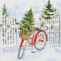 Салфетки 33x33 см - Christmas Bike