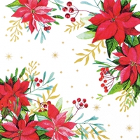 Napkins 33x33 cm - Traditional Poinsettia white