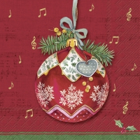 Napkins 25x25 cm - CHRISTMAS BAUBLE red