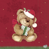 餐巾25x25厘米 - CHRISTMAS TEDDY red