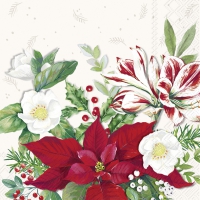 Serwetki 25x25 cm - CHRISTMAS FLORALS white