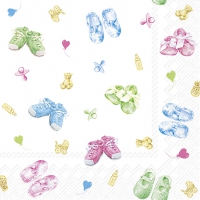 Serviettes 25x25 cm - BABY SHOES ALLOVER green