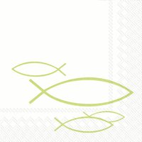 Servietten 25x25 cm - PEACEFUL FISH light green