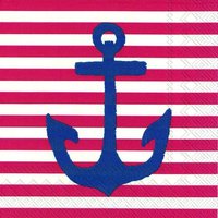 Servietten 25x25 cm - YACHT CLUB ANCHOR red