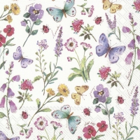 Serviettes 25x25 cm - SUMMER FLOWERS white