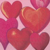 Serviettes 25x25 cm - FUNNY HEARTS pink