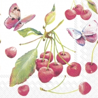 Serviettes 25x25 cm - CHERRIES AND BUTTERFLY