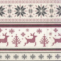 Serviettes 25x25 cm - NORWEGIAN KNIT cream red