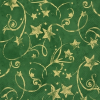 餐巾25x25厘米 - STAR GARLAND green gold