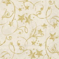 Serviettes 25x25 cm - STAR GARLAND cream gold