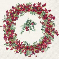 餐巾25x25厘米 - BERRY WREATH cream