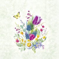 Servietten 25x25 cm - LOVING SPRING WREATH li. green