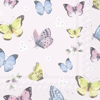 Servietten 25x25 cm - ROMANTIC BUTTERFLIES lig. rose