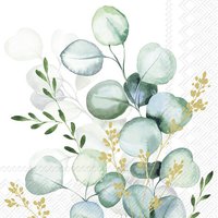 Napkins 25x25 cm - EUCALYPTUS BOUQUET gold