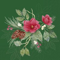 Servietten 25x25 cm - CHRISTMAS FLOWERS green