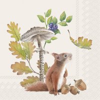 Servietten 25x25 cm - FALL SQUIRREL cream