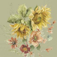 Napkins 25x25 cm - LATE SUMMER FLOWERS green