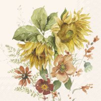 Napkins 25x25 cm - LATE SUMMER FLOWERS cream
