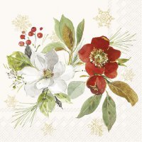Napkins 25x25 cm - POINSETTIA BOUQUET cream